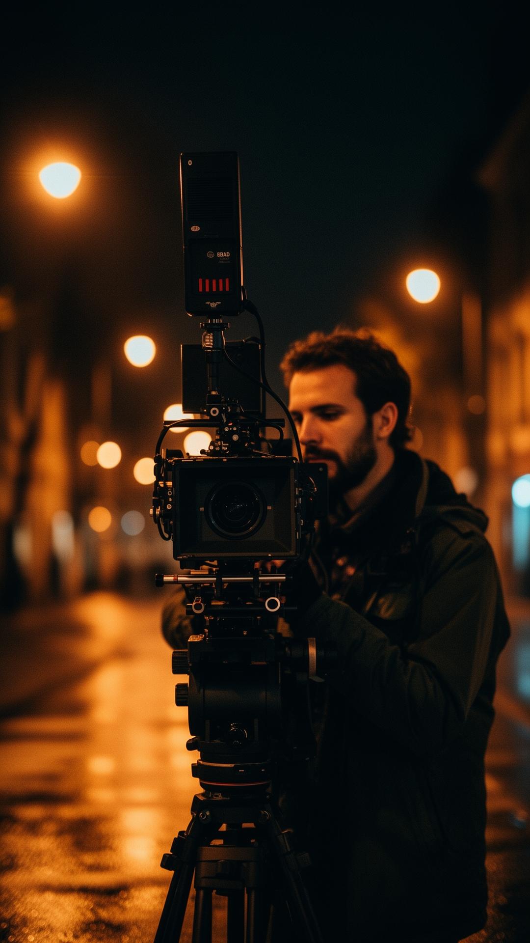 Filmmaker at night